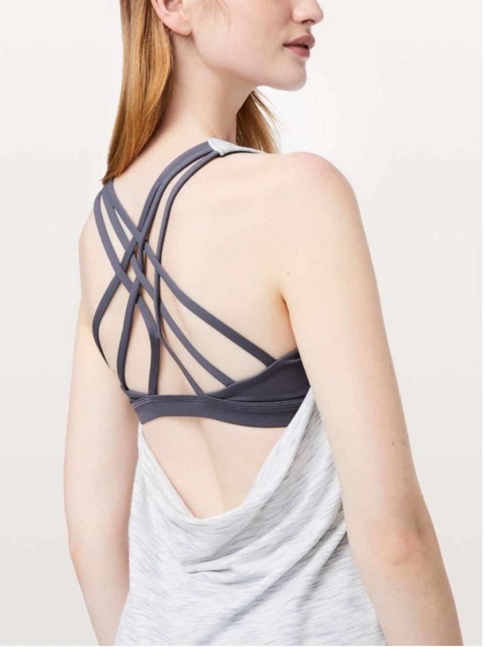 Lululemon Slay The Studio 2-in-1 Tank Tiger Space Dye Hail White / Titanium Sz 8